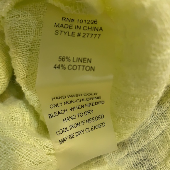 Soft Surroundings Lemon Yellow Linen Peasant Top - Picture 9 of 10
